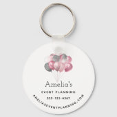 Glitzer Balloons Rosa und Silber - Unternehmen Schlüsselanhänger (Rückseite)