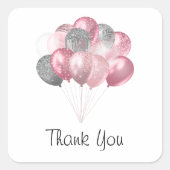 Glitzer Balloons Rosa und Silber - Vielen Dank Quadratischer Aufkleber (Vorderseite)