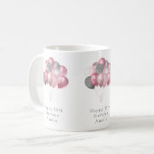 Glitzer Balloons Rosa und Silver Happy Geburtstag Kaffeetasse (Vorderseite Links)