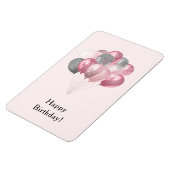 Glitzer Balloons Rosa und Silver Happy Geburtstag Magnet (Linke Seite)