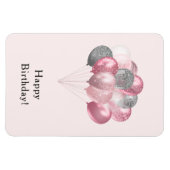 Glitzer Balloons Rosa und Silver Happy Geburtstag Magnet (Horizontal)