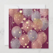 Glitzer Balloons Rose Bridal Sweet 16. Marsal Einladung (Rückseite)