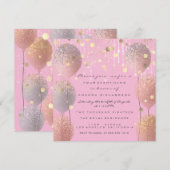 Glitzer Balloons Rose Bridal Sweet 16. Rosa Einladung (Vorne/Hinten)