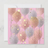 Glitzer Balloons Rose Bridal Sweet 16. Rosa Einladung (Rückseite)