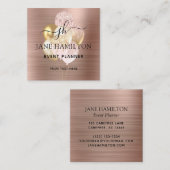 Glitzer Balloons Rose Gold Quadratische Visitenkarte (Vorne/Hinten)