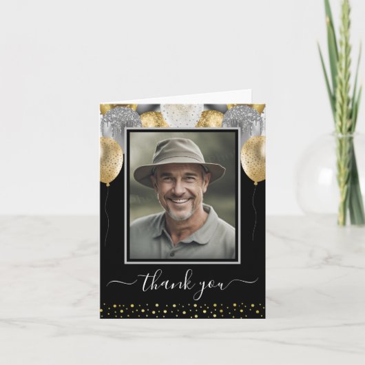 Glitzer Balloons Vielen Dank Foto Dankeskarte (Vorderseite)