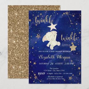 Glitzer Bär Funkel Kleiner Stern Gold Babyparty Einladung