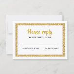 Glitzer Bat Mitzvah Reputation RSVP Karte<br><div class="desc">Diese trendige Einsteckkarte ist mit fett gedruckten Schriftzeichen auf der Vorderseite ausgestattet,  die in Gold und Weiß gehalten sind und einen kräftigen Rücken aufweisen. Fügen Sie Ihren Text mit dem Vorlagenformular hinzu.  Ändern Sie Schriftart,  Layout und Farben mithilfe der Funktion Anpassen.</div>