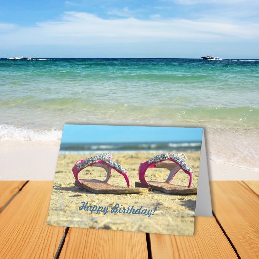 Glitzer Beach Sandals Happy Birthday Karte