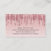 Glitzer Beauty Pink Rose Gold Visitenkarte (Rückseite)