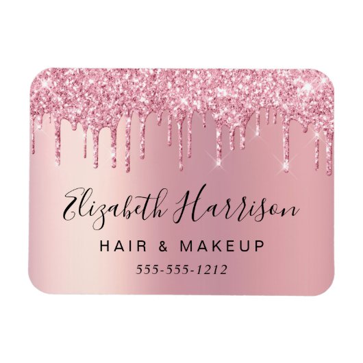 Glitzer Beauty Pink Visitenkarte Magnet (Horizontal)