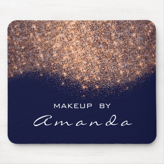 Glitzer Beauty Studio Makeup Kupfer Blue Navy Name Mousepad (Vorne)