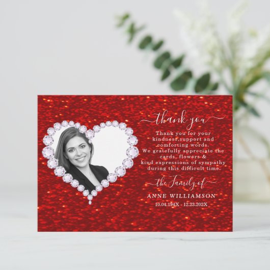 Glitzer Beerdigung Dankeschön Karte (Stehend Vorderseite)