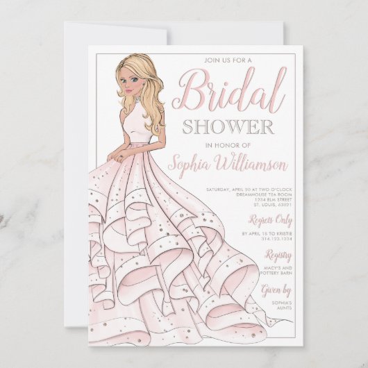 Glitzer-bezauberndes blondes Braut-Brautparty Einladung (Vorderseite)