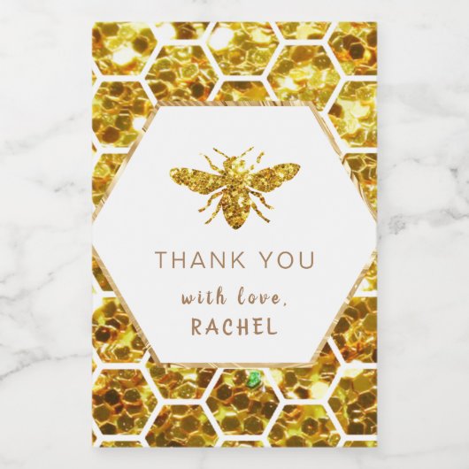 Glitzer Biene danke Ihnen Weinetikett (Einzelnes Label)