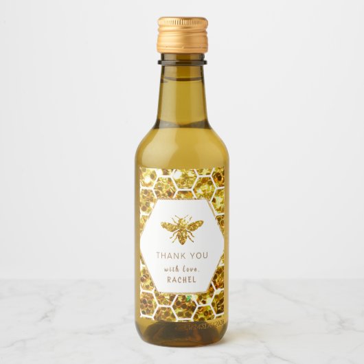 Glitzer Biene danke Ihnen Weinetikett (Vorderseite)