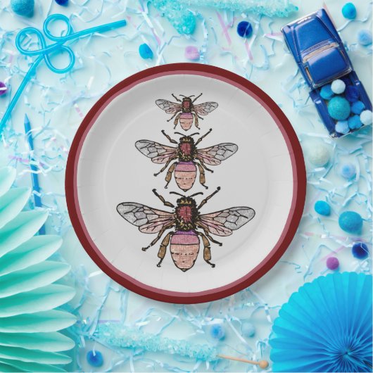 Glitzer-Bienen Pappteller (Party)
