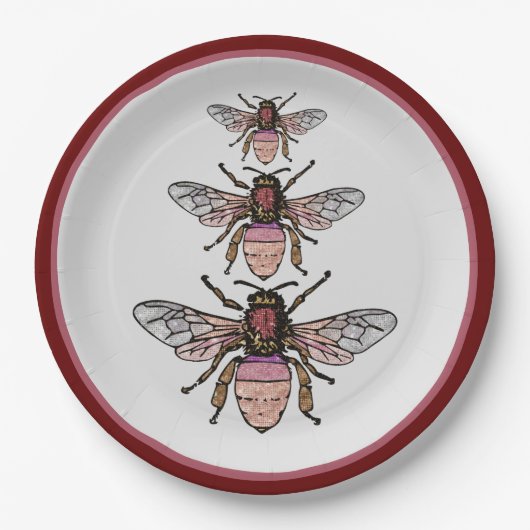 Glitzer-Bienen Pappteller (Vorderseite)