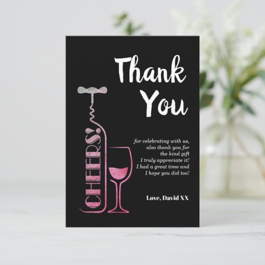 Glitzer, Bier, Wein, Erwachsener, danke Karte (Stehend Vorderseite)