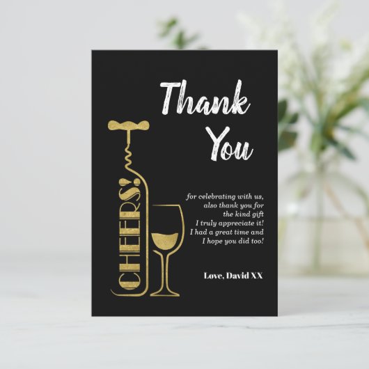 Glitzer, Bier, Wein, Erwachsener, Dankeschön Karte (Stehend Vorderseite)