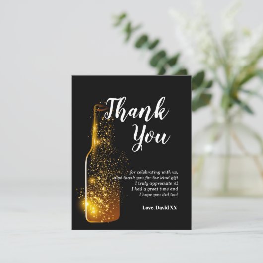 Glitzer, Bier, Wein, Erwachsener, Dankeschön Karte (Stehend Vorderseite)