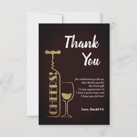 Glitzer, Bier, Wein, Erwachsener, Dankeschön Karte (Vorderseite)