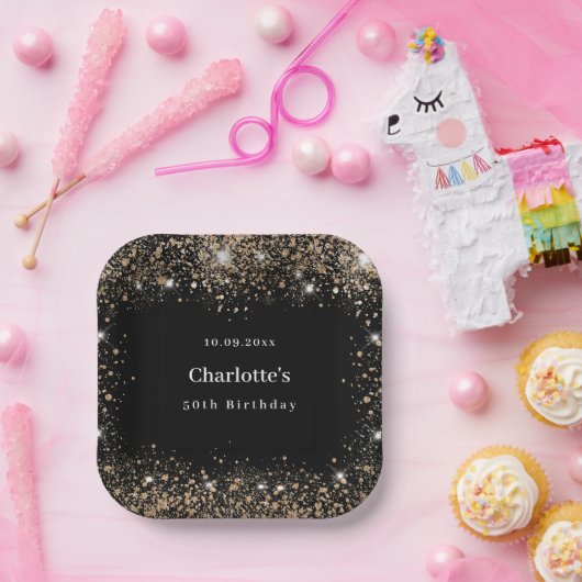 Glitzer Birthday Pappteller (Party)