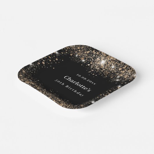 Glitzer Birthday Pappteller (Gewinkelt)