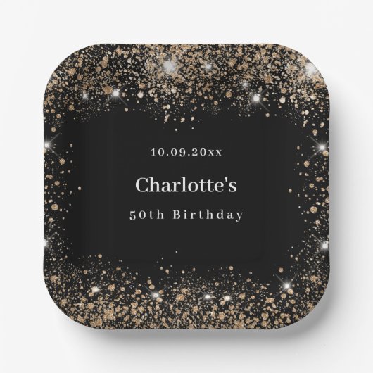 Glitzer Birthday Pappteller (Vorderseite)