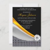 Glitzer Black and Gold Fantastische 50. Geburtstag Einladung (Rückseite)