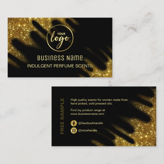 Glitzer Black and Gold Parfüm Visitenkarte (Vorne/Hinten)