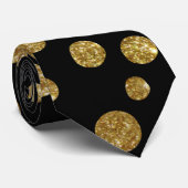 Glitzer Black and Gold Polka Dots Wedding Krawatte (Gerollt)
