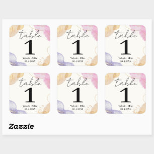 Glitzer Black Calligraphy Tischnummern Hochzeit Quadratischer Aufkleber