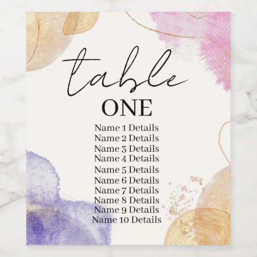 Glitzer Black Calligraphy Tischnummern Hochzeit Weinetikett (Einzelnes Label)