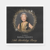 Glitzer Black Gold 70. Geburtstagsparty Serviette (Vorderseite)