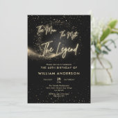 Glitzer Black & Gold Der Mensch Der Mythos der Leg Einladung (Stehend Vorderseite)