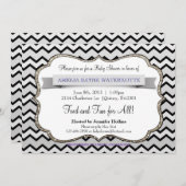 Glitzer Black Ice Gold Zickzack Baby Dusche Einladung (Vorne/Hinten)