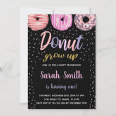 Glitzer Black Pink Light Donut Geburtstag Einladung (Vorderseite)