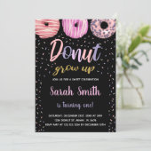 Glitzer Black Pink Light Donut Geburtstag Einladung (Stehend Vorderseite)