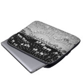 Glitzer Black und Silver Coins Laptopschutzhülle (Vorne Knopf)