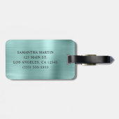 Glitzer blass Türkis Foil Extravagant Monogram Gepäckanhänger (Rückseite horizontal)