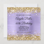 Glitzer Blasslavender Shimmer Foil Monogram Einladung (Vorderseite)