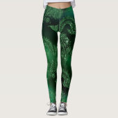 Glitzer Blau Goldmedaille Meerdesign Meerjungfrau Leggings (Vorderseite)