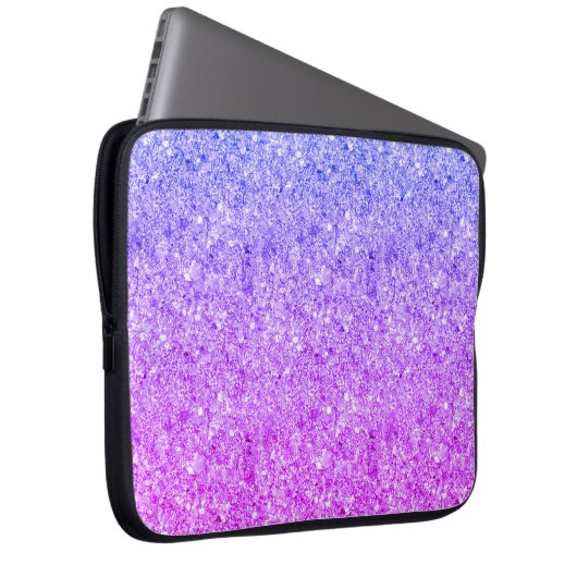 Glitzer Blau und Rosa Laptopschutzhülle (Vorne Rechts)