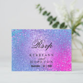 Glitzer Blau und Rosa - UAWG RSVP Karte (Stehend Vorderseite)