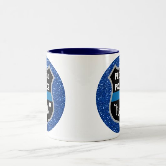 Glitzer-blaue Polizei-Ehefrau-Stützkaffee-Tasse Zweifarbige Tasse (Mittel)