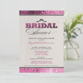 Glitzer Bling Bridal Dusche Einladung (Fuchsia) (Stehend Vorderseite)