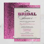 Glitzer Bling Bridal Dusche Einladung (Fuchsia) (Vorne/Hinten)
