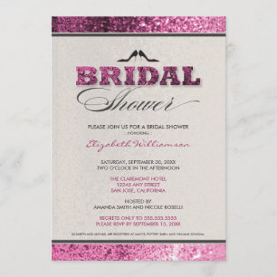 Glitzer Bling Bridal Dusche Einladung (Fuchsia)