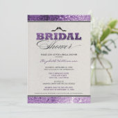 Glitzer Bling Bridal Dusche Einladung (lila) (Stehend Vorderseite)